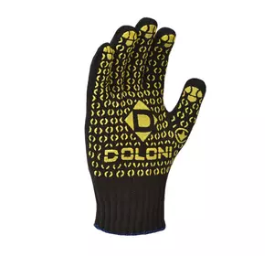 Перчатки Doloni трикотажные рабочие черные с ПВХ Универсал 10 класс арт. 667
