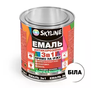 Эмаль алкидная 3 в 1 по ржавчине антикоррозионная «Skyline» Белый 0.9 кг