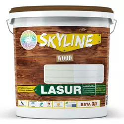 Лазурь декоративно-защитная для обработки дерева LASUR Wood SkyLine Белая 3л