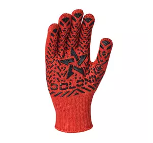 Перчатки Doloni "Звезда" трикотажные рабочие красные с ПВХ 7 класс 11 размер арт. 4040