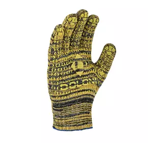 Перчатки Doloni трикотажные желтые с ПВХ "Рябушка" 10 класс арт. 4242
