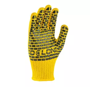 Перчатки "Строитель" трикотажные рабочие желтые с ПВХ 7 класс 10 размер арт. 4078